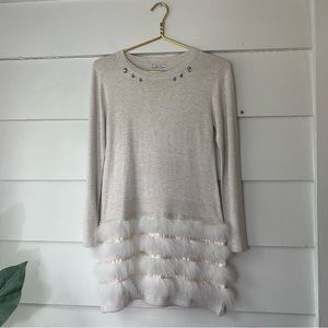 Mayoral Girls Size 14 Dress Feather Accents